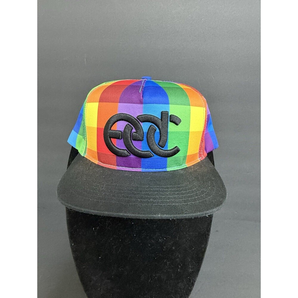 EDC Rainbow Snapback Hat Insomniac Festival Rave EDM Flat Bill Cap